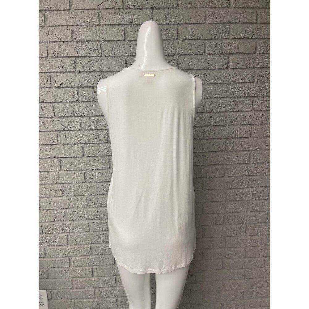 Michael Kors Women White Sleeveless Mixed Media Layered Top Size M - Picture 2 of 8